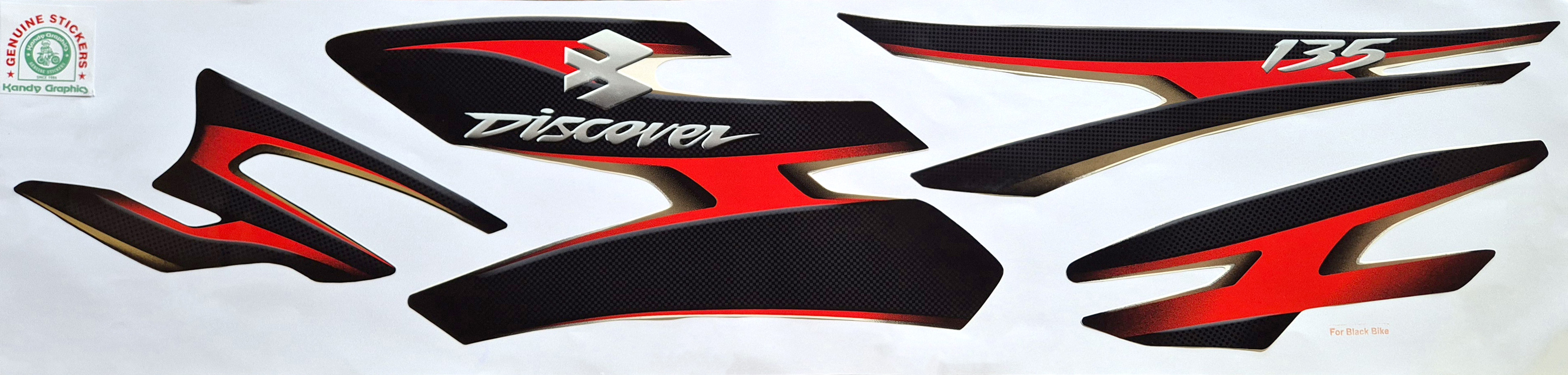Bajaj Discover 135 Black Bike - Red Sticker — DISCOVER sticker Sri Lanka